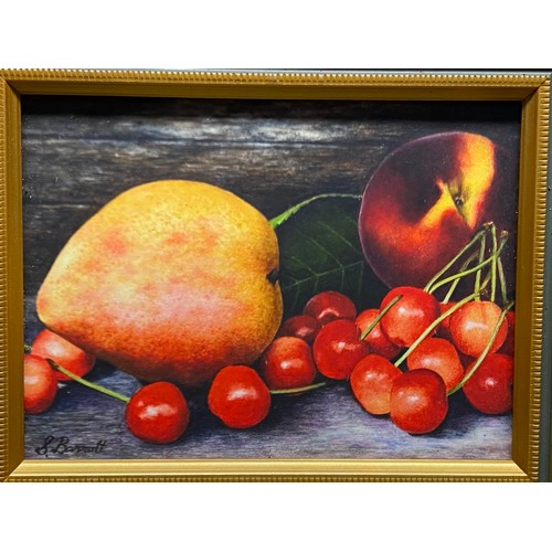 136 - Two framed watercolours signed K.E.Jarvis and a limited edition still life print by Sally Barrott.