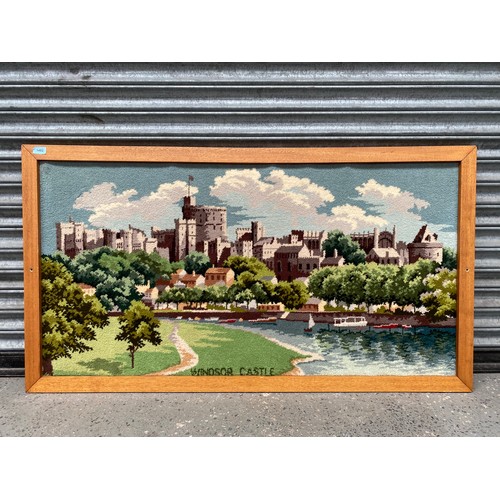 461 - Framed scenic rug of Windsor Castle 140cm x 77cm.