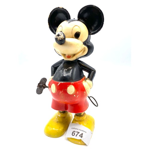 674 - Marx clockwork rotating tail Micky Mouse.