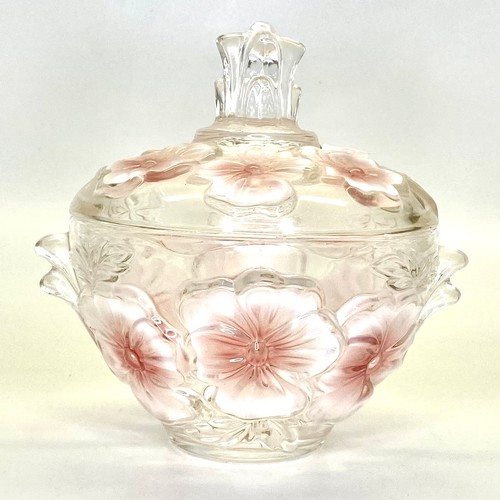 715 - Frosted glass original Waltherglas lidded bowl.