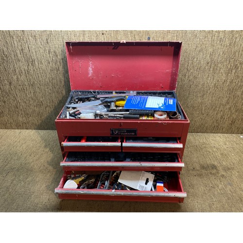 156 - Metal tool chest including tools.