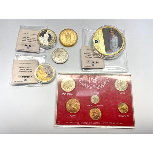 867A - Collectable coins including the 1967 coinage of Great Britain , Princess Diana coin and 1994 Marshal... 