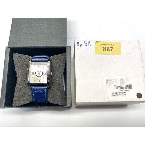 887 - French square watch by Montres Besancon, Carpe Diem model, in original box with paperwork.