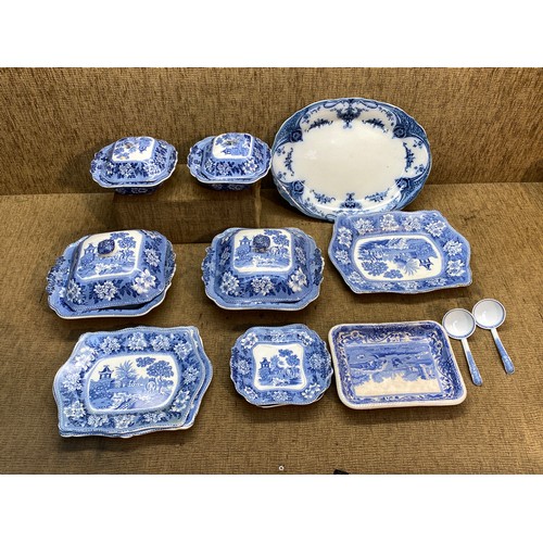 192 - Vintage blue and white Japanese ceramic serving set.