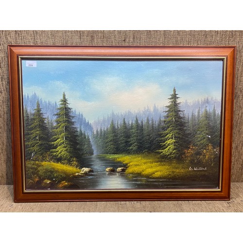 209 - Oil on canvas forest scene signed G.Westbrook. 86 x 61 cm.