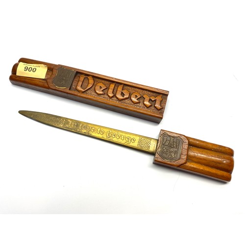 900 - Interesting black forrest styled hand made letter opener with 