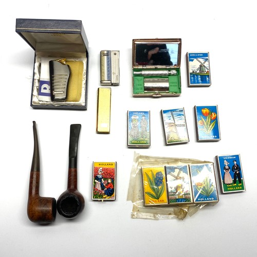 1162 - Smoking paraphernalia including a boxed Ronson lighter  ,two vintage pipes and Austrian Imco streaml... 