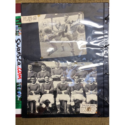 784 - Collection of football and rugby autographs, including Gordon Banks, Charlton athletic squad players... 