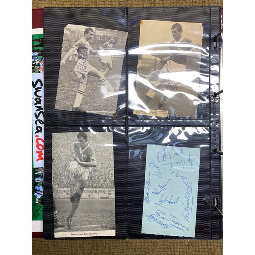 784 - Collection of football and rugby autographs, including Gordon Banks, Charlton athletic squad players... 