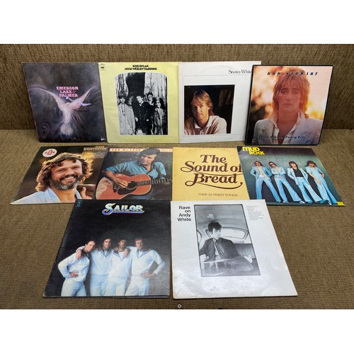 1182 - 10 1970/1980 vinyl L.P albums including Bob Dylan , Rod Stewart , Mud Rock.