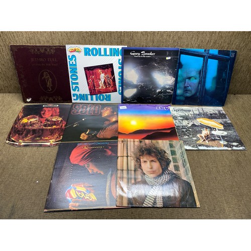 1183 - 10 19870 vinyl L.P albums including Jethro Hotel , Rolling Stones and SKy2.