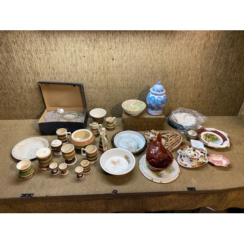 238 - Mixed porcelain and glassware including Welsh dragon pottery made in Rhayader.