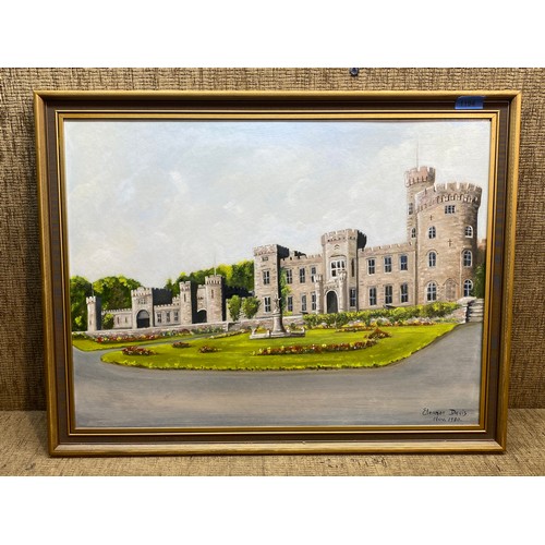 1194 - Signed oil on board by Eleanor Davies of Cyfarthfa Castle dated 1980. 67x51 cm.