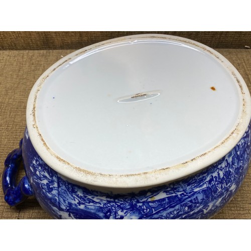 1054A - Late Victorian Ironstone lidded tureen. 47cm wide.