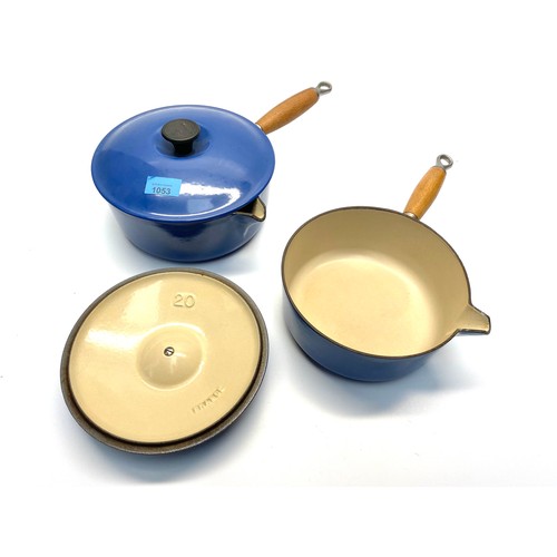 733 - Pair of Le Creuset french sauce pans. 22cm and 20cm.