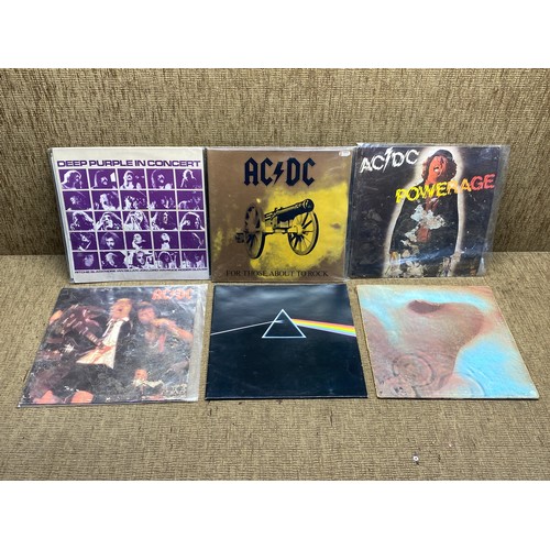 1075 - 6 vinyl L.P albums including Pink Floyd , AC DC and Deep Purple in concert.