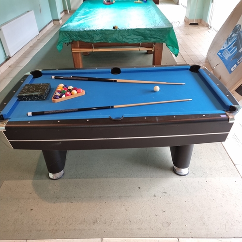 1101 - 7ft Pool table by Zodac , with balls and cues.