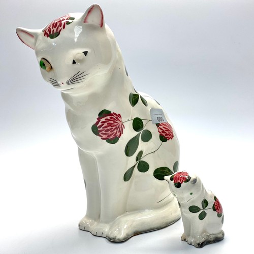 666 - Pair of Plichta ceramic cats (Largest missing eye). Anton Plichta worked for Weyms , then went to Bo... 