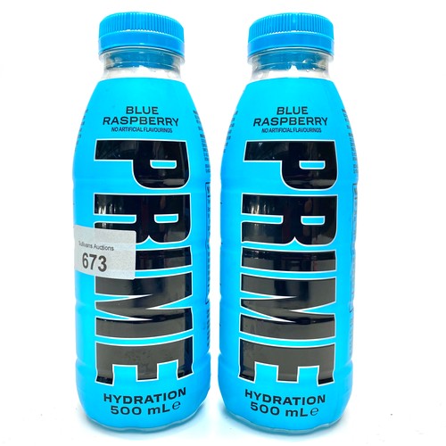 515 - Two bottles of blue raspberry PRIME hydration energy drinks 500ML .