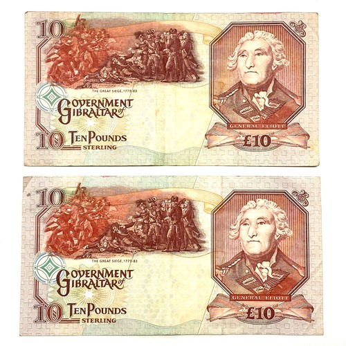 847 - Two Gibraltar £10 bank notes.