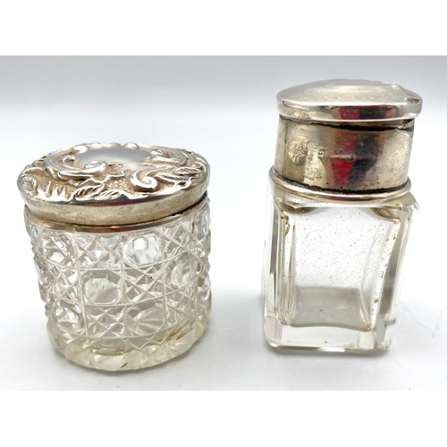 857 - Sterling silver perfume bottle/powder jar with original inner lid by Adie Brothers Ltd Birmingham 19... 