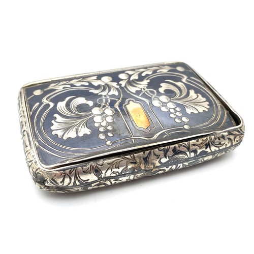 867 - Silver tobacco/snuff box with grapes and vines.  (stamped 900) Circa 1860 possibly by Albert Platnau... 