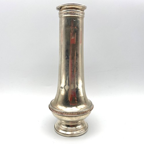 869 - Stirling silver bud vase, Birmingham hallmark, 175g with base filled. Creasing to the base and rim.