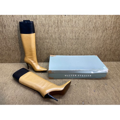 1190 - Unworn Walter Steiger women's knee-high boots. Hand made in Italy. 
Size: 5 (38 1/2).