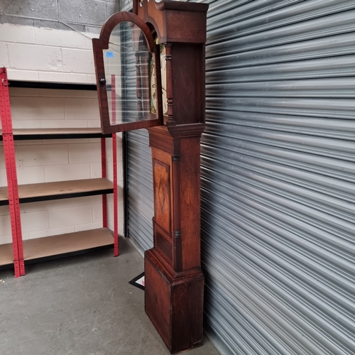 1102 - Antique Rich Webb of Brecon grandfather clock with hand painted face circa 1870 (crack in glass)