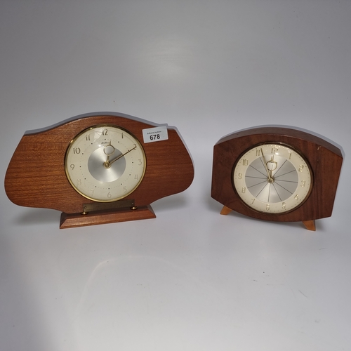 678 - Two vintage wind up mantle clocks by Bentima.