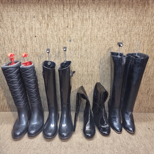 471 - Three pairs of boots including Nine West, New Look, and two unknown names all size 5.