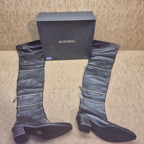 473 - Pair of Dirk Bikkembergs full leg leather boots size 5.