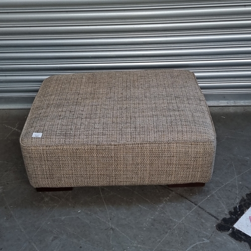 141 - Large fabric foot stool with wooden feet 81cm x 66cm.