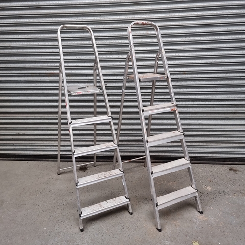 158 - Two sets of aluminium step ladders.