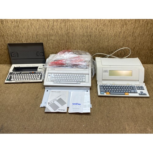 1119 - Three electronic typewriters including Canon starwriter 60 , Brother Ax-210 and Brother EP-20.