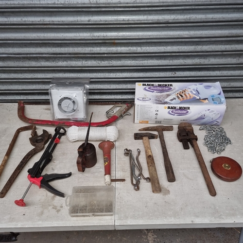 163 - Collection of tools, including adjustable spanner,  a bathroom ventilation system and a Black and De... 