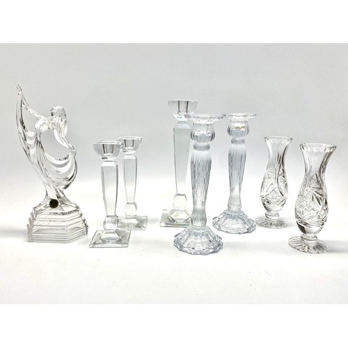 723 - 8 pieces of quality crystal including RCR figurine of a women.