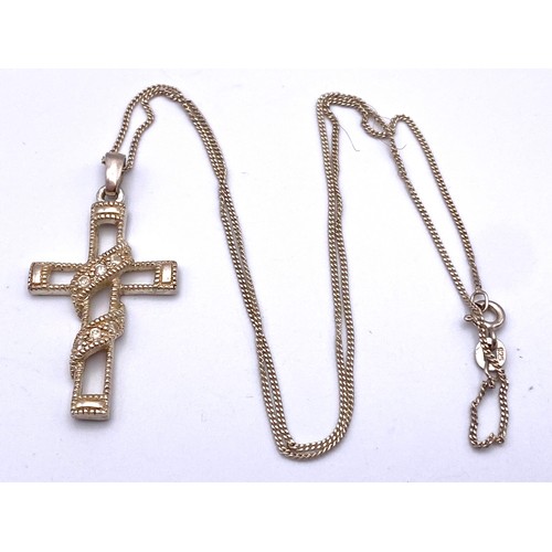 891 - Silver chain and white metal cross (tested as silver NHM).