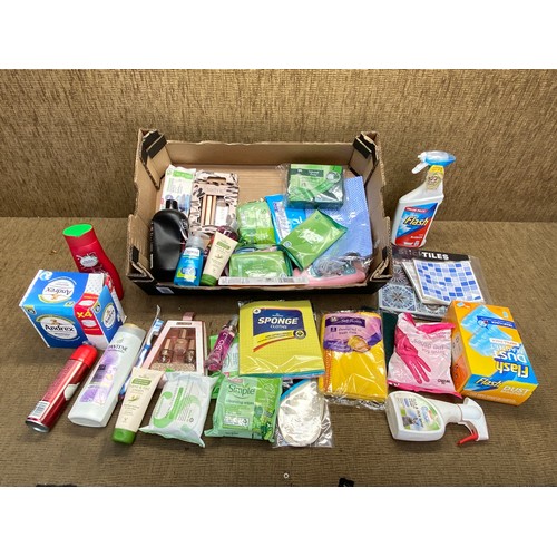 265 - Collection bathroom and household cleaning items including: air fresheners and fibre cloths.