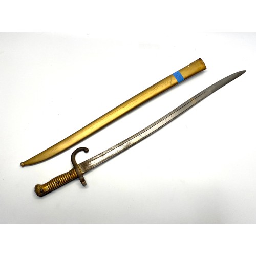 1167B - French chassepot bayonet with scabbard.