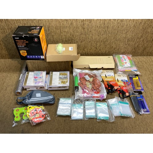 318 - Mixed items including a boxed Texet Bank card shredder, wireless keyboard and mouse and DIY card mak... 