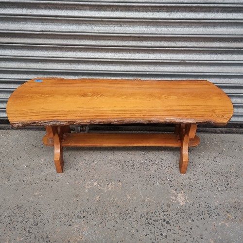 1236 - Handmade light oak long coffee table.