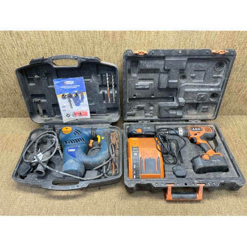 330 - Powercraft 1500w rotary hammer drill and a AEG 18v cordless drill.