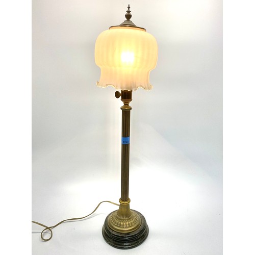 1241 - Antique tall standing lamp with brass stem.