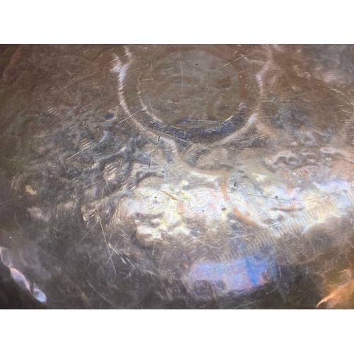 654 - Mixed collectables including hand crafted heavy Islamic copper plate (30cm diameter) and marble vase... 