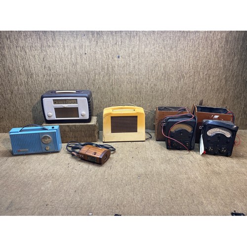 459 - Vintage items including avometres and radios.