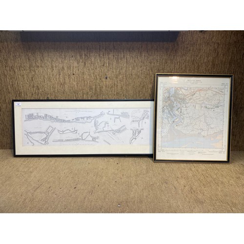 1186A - Two framed maps including a collection of British docks and ordnance survey map of Newport area.