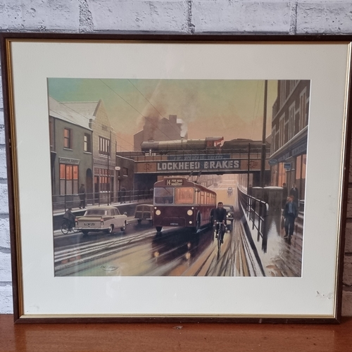 87 - Eric Bottomley print of Winters evening in Bute Street Cardiff.