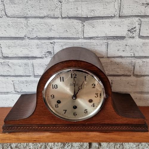 1123 - Tom Evans Abertillery antique Westminster chime Napoleon hat Mantle Clock.