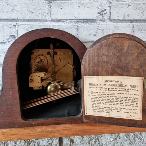 1123 - Tom Evans Abertillery antique Westminster chime Napoleon hat Mantle Clock.